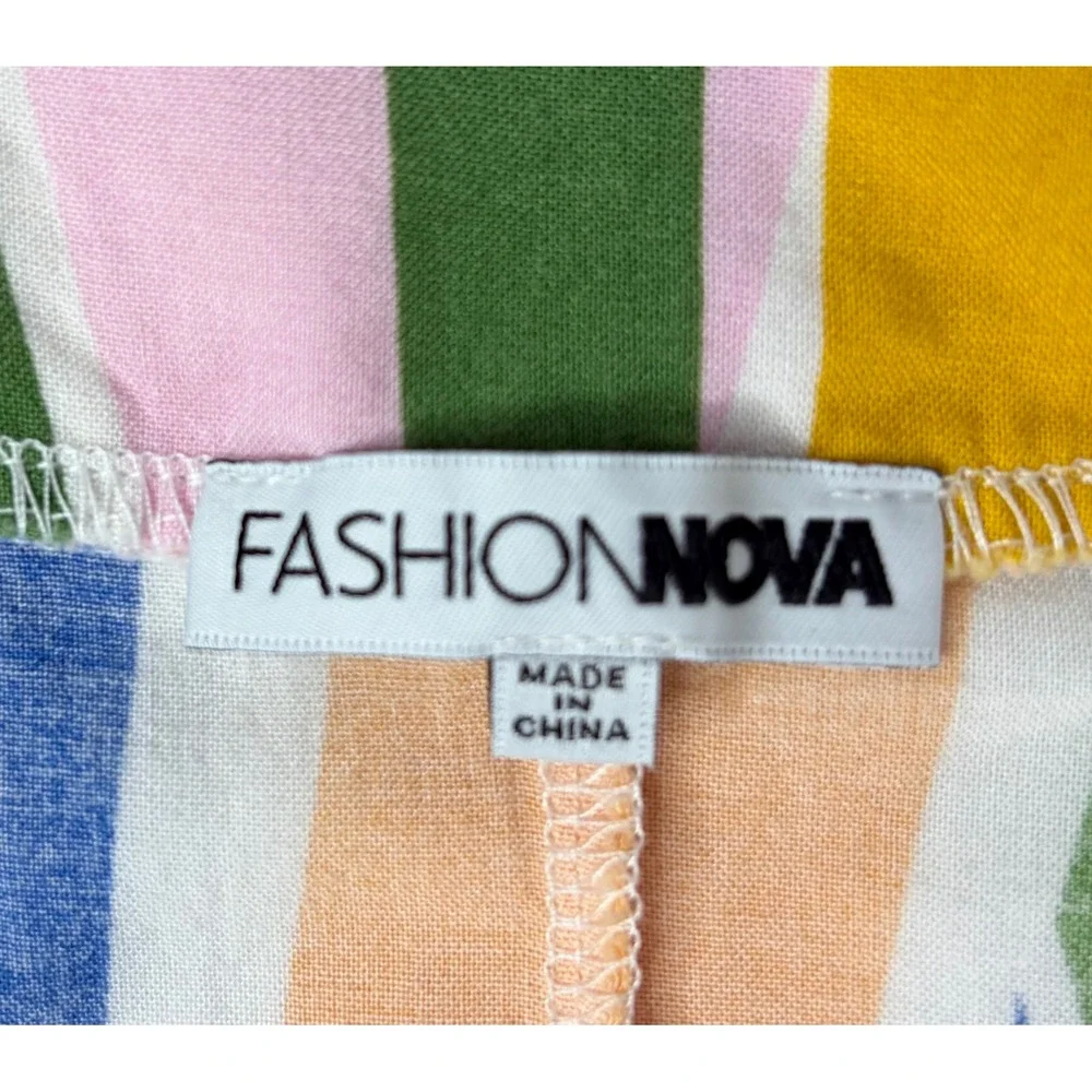 Fashion Nova 2 Piece‎ Set Geometric Abstract Duster & Bralette Multi Color Large